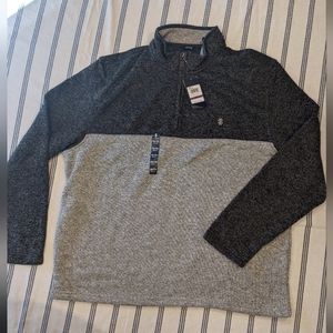 IZOD NWT QUARTER-ZIP FLEECE - MEN'S XXL BIG & TALL - GRAY/DARK GRAY